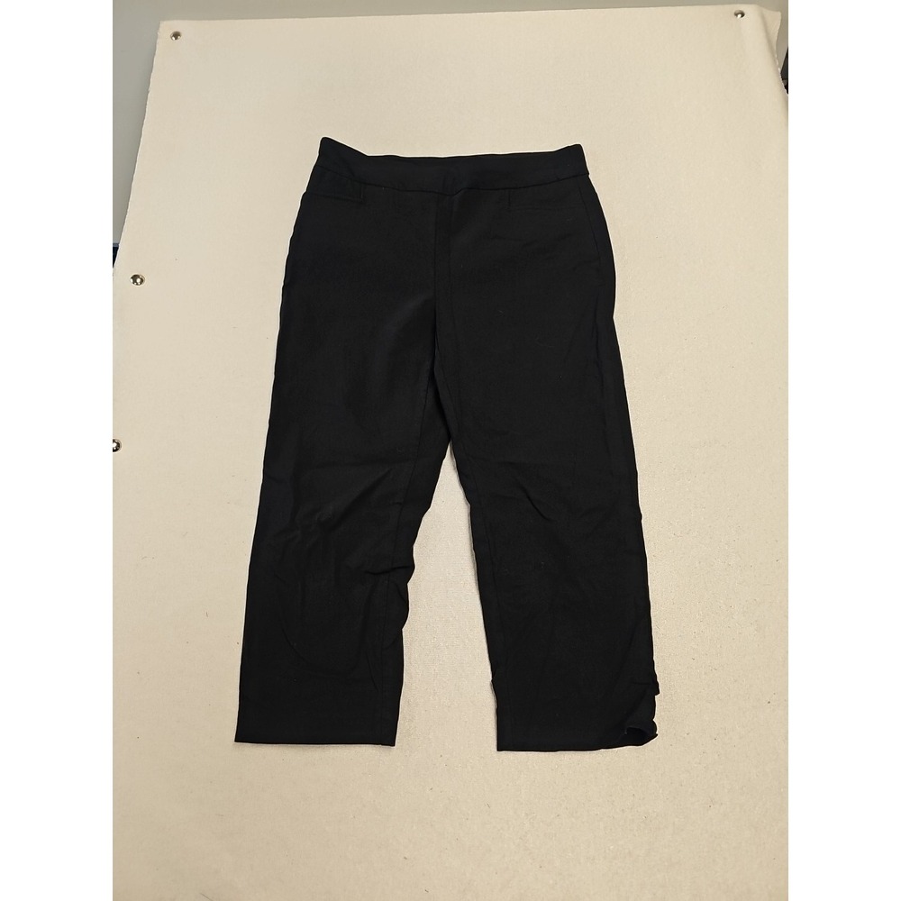 Chico's Pull on Capri Pants Women's Size 0 XS Black Slimming Stretch Slit Pocket
